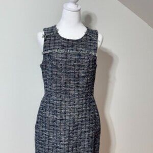J.Crew sheath dress in a navy tweed with subtle metallic threading, size 6.